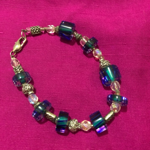 Glass Bead and Silver Bracelet-Handcrafted - Picture 1 of 4